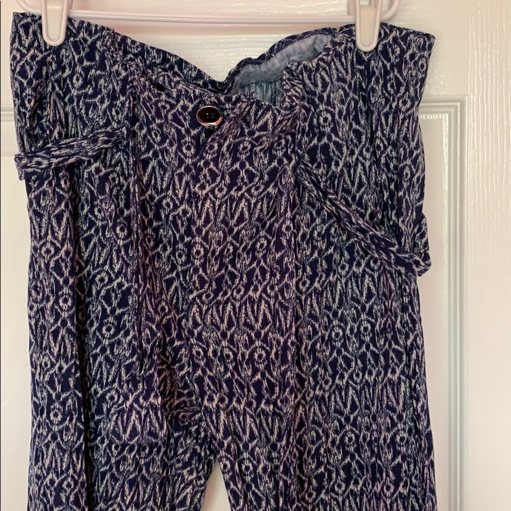 Blue Pattern Flowy Pants - image 2